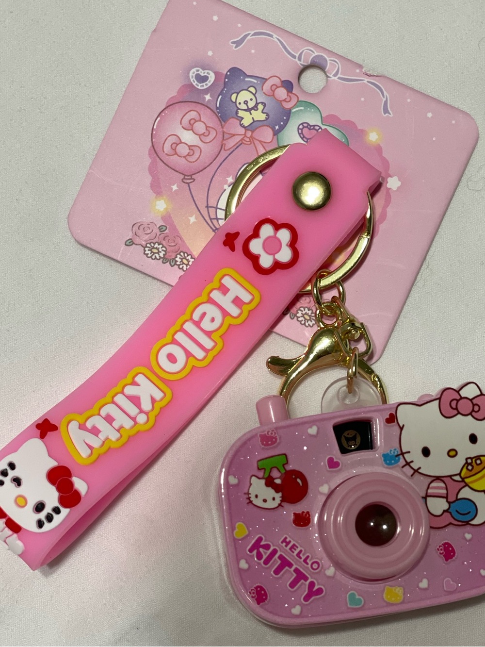 Hello Kitty Pink Camera Charm Keychain